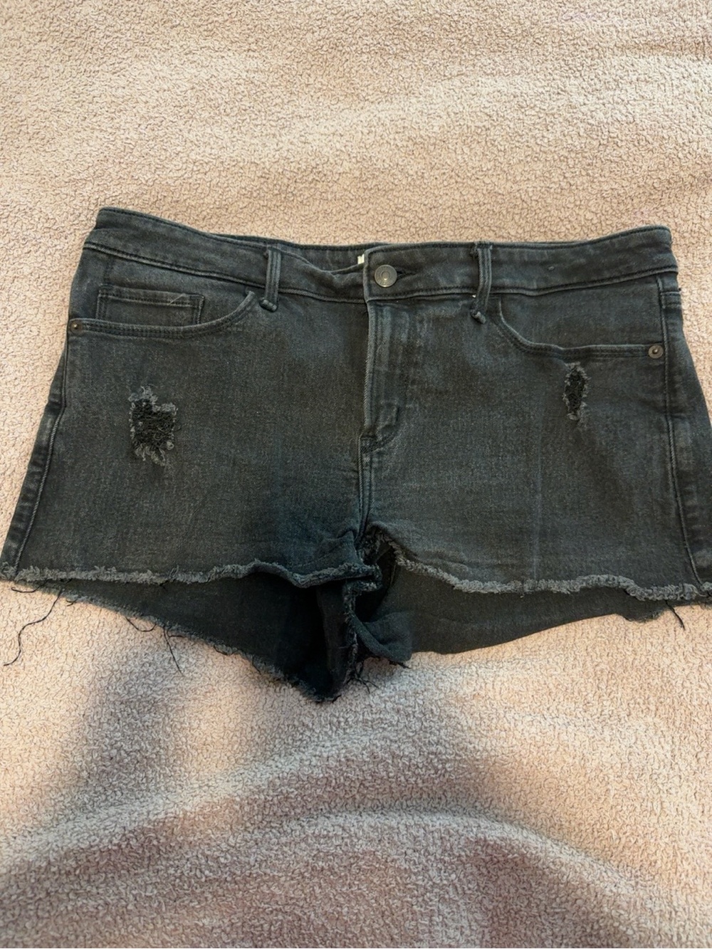 Abercrombie & Fitch Black Distressed Denim Shorts Size 12 W